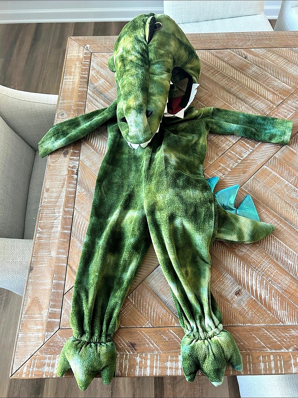 Pottery Barn Kids Green Dinosaur Costume Like New